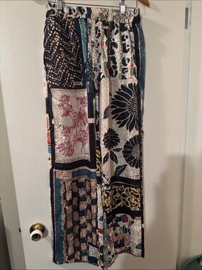 Zara Multicolor Patchwork Wide-Leg Pants